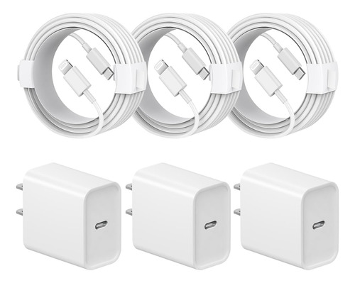 Pack De 3 Cargadores Rápidos Usb C De 20w Para iPhone Y iPad