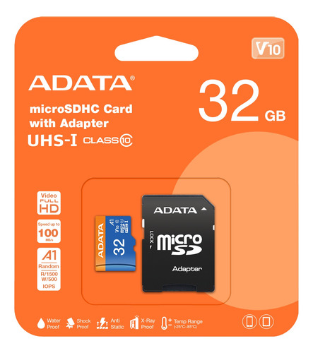 Memoria Micro Sd Adata Ausdh32guicl10a1-ra1  32 Gb 100 Mb/s