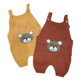 Macaquinho Romper Urso Ursinho Teddy Tricô Tricot Bebê 