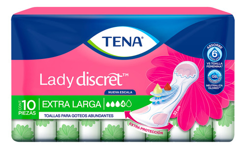 Tena Lady Discret Panty Protectores Largos Extra Larga 10 Piezas De Protectores Diarios