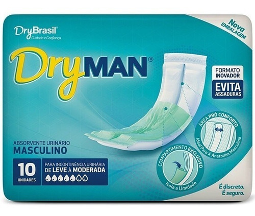 Absorvente Masculino - Dry Man - Kit  2 Pct - C/ 10 Unidades