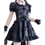 Vestido De Lolita Gótico Negro Renacentista Victoriano