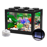 Mini Pecera Para Pez Beta Kit Completo Acuario Con Luz Led