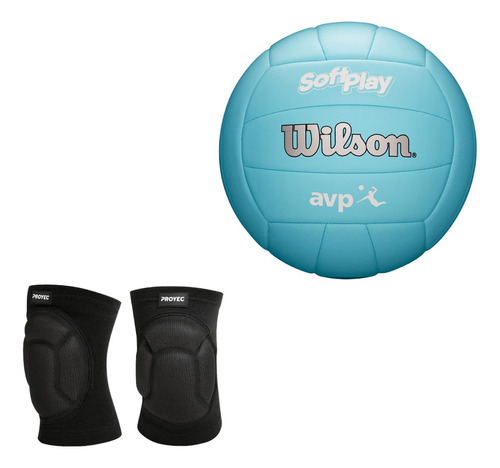 Combo Pelota Vóley Wilson Cuero Sintético + Rodillera Proyec