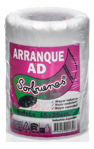 Bolsas En Rollo Arranque 15x25 300gr Bulto 12 Rollos 3.500kg