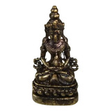 Mini Estatueta Metal Dourado Divindade Hindu Buda Indiano