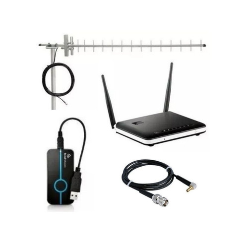 Kit Completo Internet Rural Wi Fi Antena + Cabos + Modem 3g