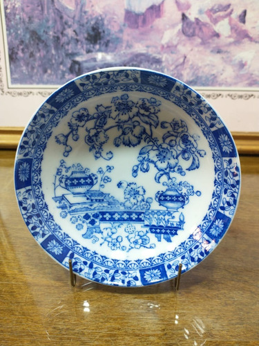 Antiguo Plato De Porcelana Tsuji Old Blue 13,5 Cm