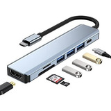 Hub Usb C 7 En 1 Hdmi 4k Lector Sd/tf Pd 100w