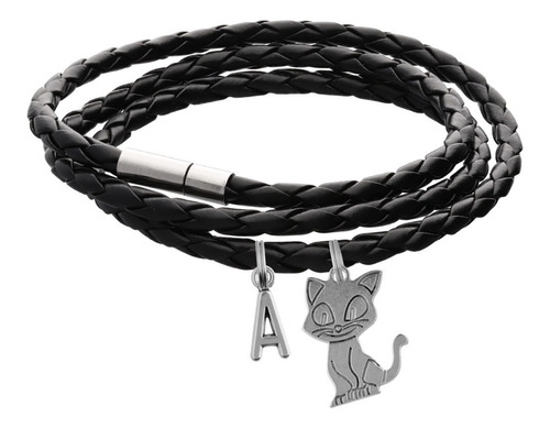 Pulsera Gato Brazalete Dije Gato Mascota Animal Letra Moda