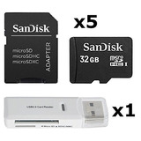 5 Pack - Sandisk 32gb Microsd Hc Tarjeta De Memoria Sdsdqab-