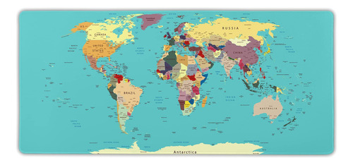 Granbey Alfombrilla De Mouse Extragrande Con Mapa Del Mundo.
