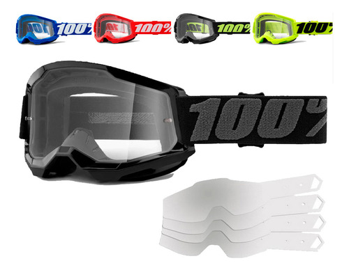 Óculos 100% Strata 2 Motocross Trilha Anti Embaçant + Brinde