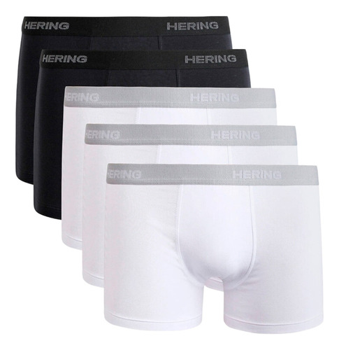 Kit Com 5 Cuecas Boxer Algodão E Elastano Hering Original