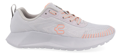 Tenis Urbano Charly Color Gris Detalles Naranja Para Mujer