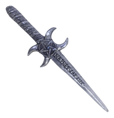 Punhal Athame Triluna 17 Cm Wicca Em Estanho