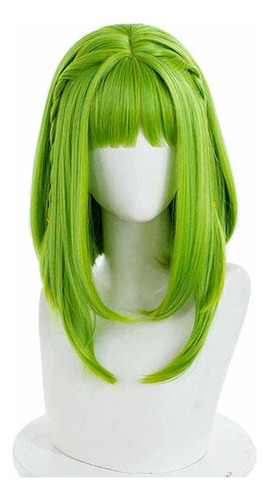 Peluca De Cosplay De Anime, Pelo Rizado Verde Adecuada Para