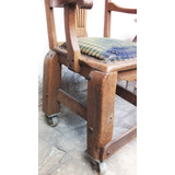 Antiguo Sillón Ministerio De Madera Para Escritorio C/ruedas