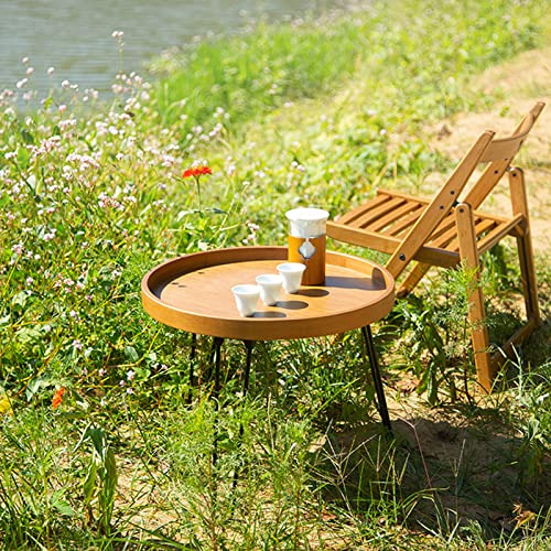 Jikugo Mesa De Comedor Redonda Plegable De Bambú Para Uso En