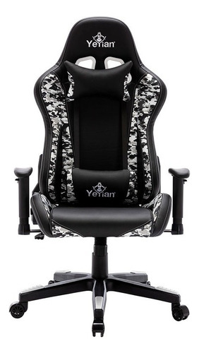 Yeyian Silla Gamer Ryuji Snow Camouflage 150kg, Negro/blanco