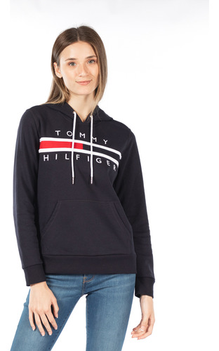 Polerón Hoodie Global Logo Azul Tommy Hilfiger