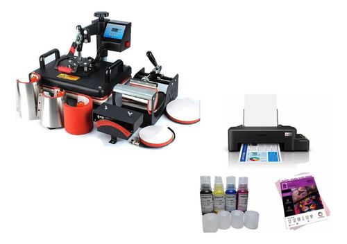 Kit Sublimadora 8 En 1 + Impresora + Hojas + Tintas/ Todokcl