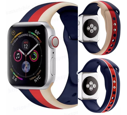 Malla Para Apple Watch, Silicona, Modelo Tricolor Exclusiva 