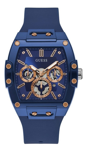 Reloj Guess Phoenix Gw0203g7 Blue Silicon Moda Rectangular 
