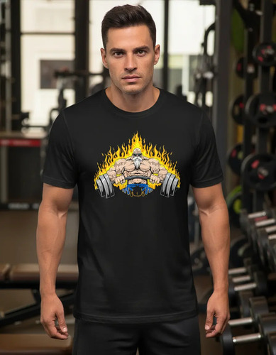Playera Negra Gym Dragon Ball Rochi Anime Camiseta Hombre