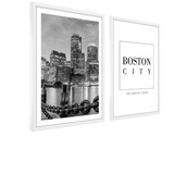 Quadros Decorativos Cidade Boston Sala Quarto Moldura