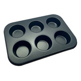 Molde 6 Muffins Cupcakes Placa Teflón Pettish Online Vc Color Negro