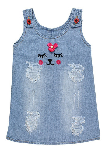 Vestido Jeans Infantil Menina Destroyd Blogueira