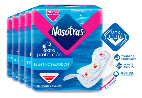 Nosotras Extra Protección Toallitas Femeninas 5 Paquetes