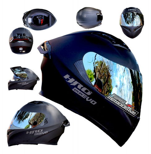 Casco Moto Hro 514 Evo Negro Solid + Lentes Certificado