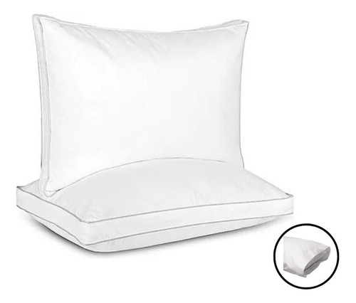 Set 2 Almohadas Simil Pluma Con Fuelle 50x70cm Con Fundas