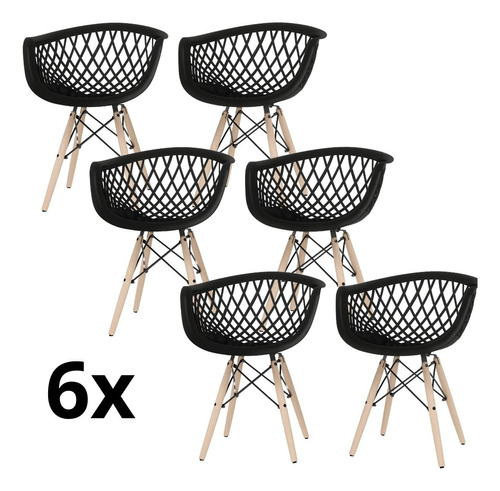 Jogo 6 Cadeiras  Apoio Braço Lavanderia Resistente 78cmx57cm