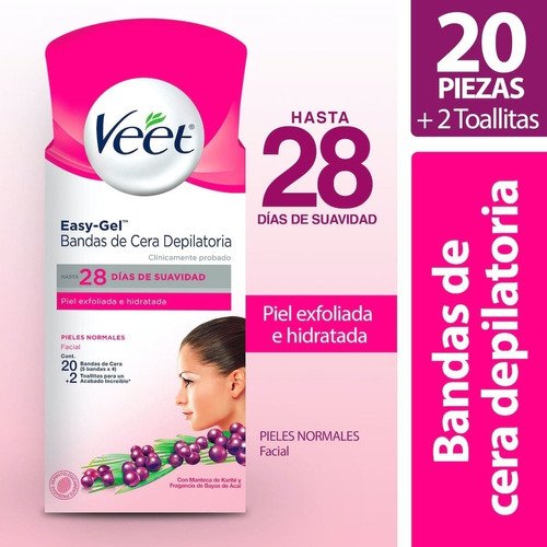 Veet Bandas De Cera Depilatoria Facial Easy-gel 20 Piezas