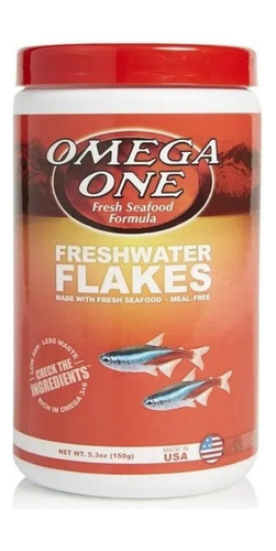 Omega One Freshwater Flakes 150g Alimento Para Peces Tropicales En Hojuelas A Base De Salmon Algas Marinas Frescas Y Ajo Rico En Omega 3 Y 6 Colores Vibrantes