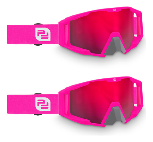 Pack X2 Gafas Goggles Motocross Enduro Tacticos Pink 