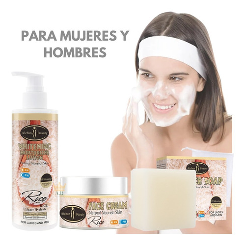 Set Blanqueador Hidratante Con Extracto Natural De Arroz