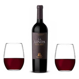 Vino La Linda Malbec 750ml + 2 Vasos Copón Rigolleau