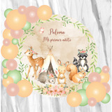 Banner Candy Bar Circular Animalitos Del Bosque 100x100cm