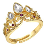 2 Piezas Anillo De Corona De Zircon Con Diamante, Ajustable