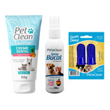 Creme Dental Pet Clean +spray Bucal Para Cachorro +dedeira
