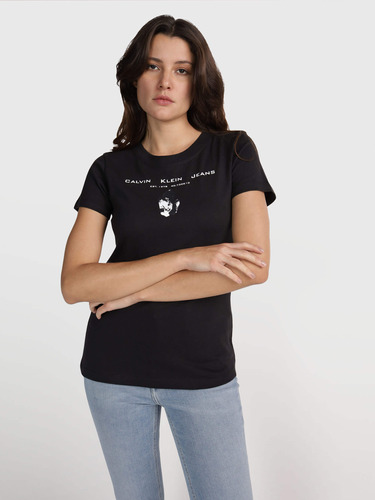 Playera Calvin Klein Jeans Con Logo Mujer Negro