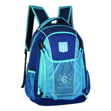 Mochila Escolar Racing Club Colegio Futbol Bolsillos Mesh Color Ra Azul Celeste Diseño De La Tela Liso