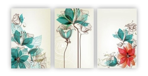 Quadro Decorativo Flores Design Tiffany 3pc