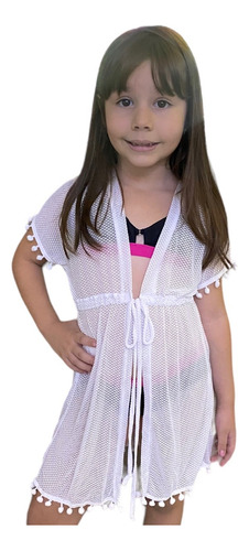 Vestido De Praia Menina Infantil Saída Piscina Com Regulagem