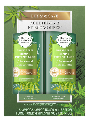 Champú Y Acondicionador Herbal Essences Hemp & Aloe Frizz Co