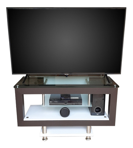 Mueble Televisor En Madera,vidrio Y Acero,mesa Tv. Moderno 